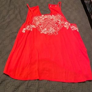 red Halter Top tank with floral print